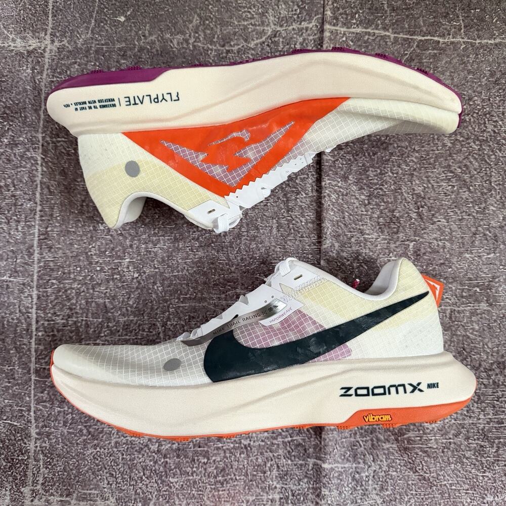 Women's Nike ZoomX UltraFly Trail White Orange Grape Running Sz 10 (DZ0489-101)